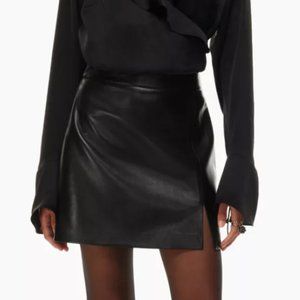 SOLD OUT - Aritzia Black Faux Leather Mini Skirt with Side Slit